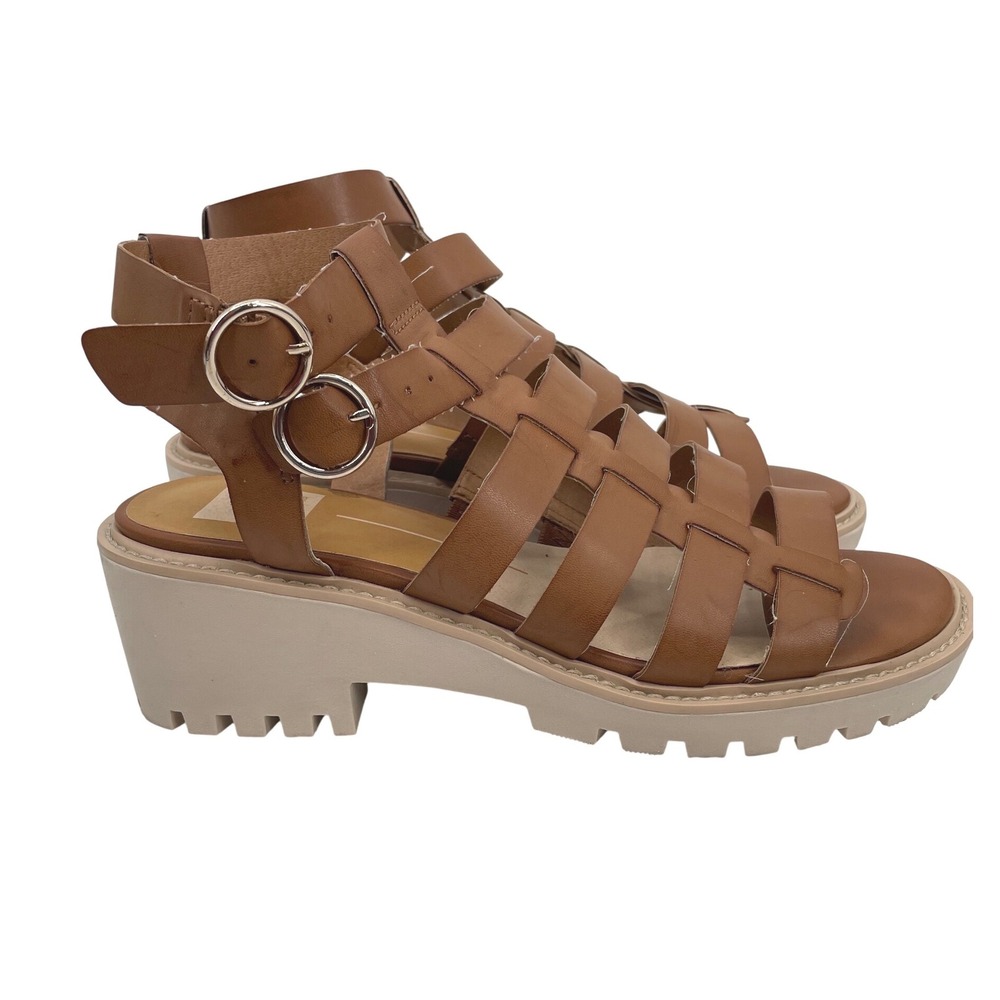 Dolce Vita Lillia Gladiator Sandals Womens 8.5 Brown Faux Leather Platform Lug